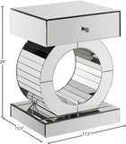 Jocelyn Modern Mirrored End Table - Chic Geometric Design with Crystal Acrylic Accents for Living Room