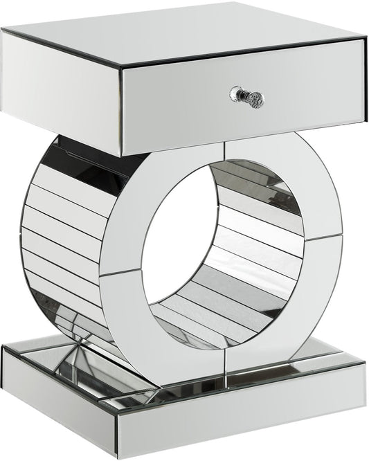 Jocelyn Modern Mirrored End Table - Chic Geometric Design with Crystal Acrylic Accents for Living Room