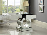 Jocelyn Modern Mirrored End Table - Chic Geometric Design with Crystal Acrylic Accents for Living Room
