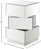 Haven Mirrored Modern End Table - Geometric Triple-Stacked Design for Contemporary Living Spaces