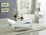 Haven Mirrored Modern End Table - Geometric Triple-Stacked Design for Contemporary Living Spaces