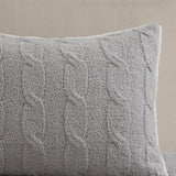 Cable Knit Chenille in Sherpa Reverse Comforter Set, Gray