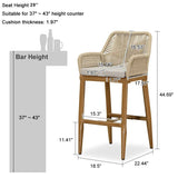 PURPLE LEAF Modern Bar Stools Aluminum Bar Stool with Cushion for Indoor and Outdoor, Kitchen Island