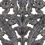 Antique Carved Wooden Boho Wall Art Decor, Dark