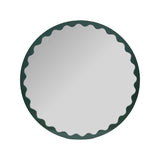 Santosh Round Glossy Hunter Green Scalloped Mirror
