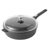 BergHOFF GEM 11" Non-stick Saute Pan 4.6Qt., Detachable Handle, Black, Glass Lid