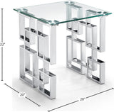 Alexis Chrome Glass End Table - Modern Geometric Design, Stylish Living Room Accent, 20" x 20"