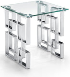 Alexis Chrome Glass End Table - Modern Geometric Design, Stylish Living Room Accent, 20" x 20"
