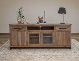 Natural Parota TV Stand - 2 Drawer, 2 Door, Glass Door Storage