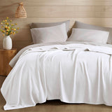 Diamond Jacquard Soft Bamboo Cotton Blanket, White