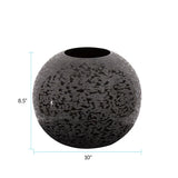 Chiseled Texture Black Iron Globe Vase- Small