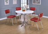 Retro 5-piece Round Dining Table Set - White and Red