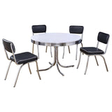 Retro 5-Piece Round Dining Table Set – White and Black