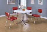 Retro Round 42-inch Wood Top Dining Table White and Chrome