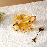 Honey Bee Glass Teacup & Saucer Set, 12 oz