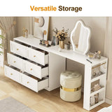 Wholesale Makeup Vanity Desk with 6 Drawers, Extendable corner Vanity