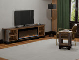 Loft Brown Electric Fireplace TV Stand | Pine Wood & Iron