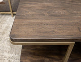 Metal Base Chairside Table | Modern Mango Wood Design with Gold Finish
