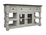 3 Drawer 2 Glass Door 60" TV Stand | Stone Collection Farmhouse
