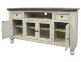 2 Drawer 4 Doors 60" TV Stand - Farmhouse White & Gray
