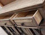 4 Glass Doors 3 Drawers Console Table - Solid Pine Wood
