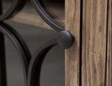 4 Glass Doors 3 Drawers Console Table - Solid Pine Wood