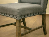 Loft Brown Wooden Dining Chair - Solid Pine with Grey Upholstery