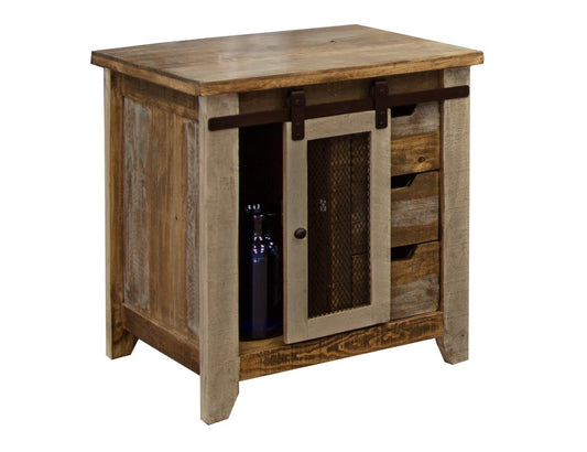 3 Drawer 1 Door End Table | Antique Solid Pine Wood
