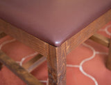 Wooden Chair - Antique Multicolor Pine Wood Seating with Leather