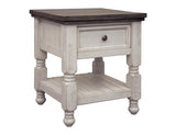 1 Drawer End Table - Farmhouse Chic Solid Pine Wood Design