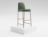 Upholstered Barstool with Wooden Frame & Metal Base | Modern Bar Seating