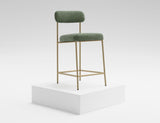 Upholstered Barstool with Wooden Frame & Metal Base | Modern Bar Seating