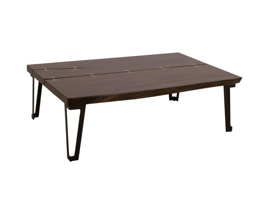Walnut Cocktail Table with Live-Edge Parota Wood & Gold Metal Inlays