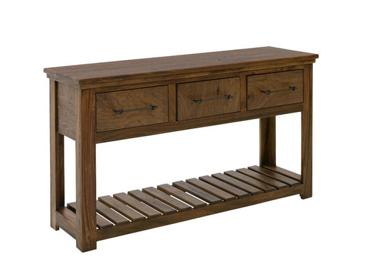 3 Drawer Walnut Sofa Table - Parota Wood Occasional Table