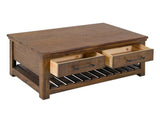 4 Drawer Walnut Cocktail Table with Wheels | Modern Coffee Table