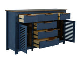 6 Drawer 2 Door Blue Buffet with Brown Top | Bonfire Storage