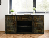 7 Drawer Black Balam Console Table | Mango & Teak Wood Storage