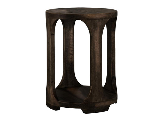 1 Shelf Chairside Table - Black Balam Mango & Teak Wood