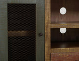 2 Drawer 2 Iron Mesh Doors 76" Rustic TV Stand - Antique Pine