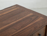 3 Drawer 4 Doors Parota Wood Kitchen Island with Metal Details