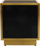 Glitz Chic Contemporary End Table with Sleek Gold Base - Perfect Accent for Modern Living Spaces