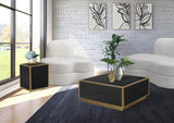 Glitz Chic Contemporary End Table with Sleek Gold Base - Perfect Accent for Modern Living Spaces