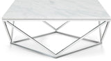 Skyler Contemporary Stainless Steel Coffee Table with Sculptural Marble Top for Modern Living Spaces