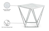 Skyler Contemporary End Table with Genuine Marble Top & Stylish Chrome Stainless Steel Base
