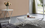 Skyler Contemporary End Table with Genuine Marble Top & Stylish Chrome Stainless Steel Base