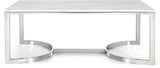 Copley Contemporary Coffee Table with Marble Veneer & Chrome Base - Modern Living Room Design