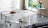 Copley Contemporary Coffee Table with Marble Veneer & Chrome Base - Modern Living Room Design