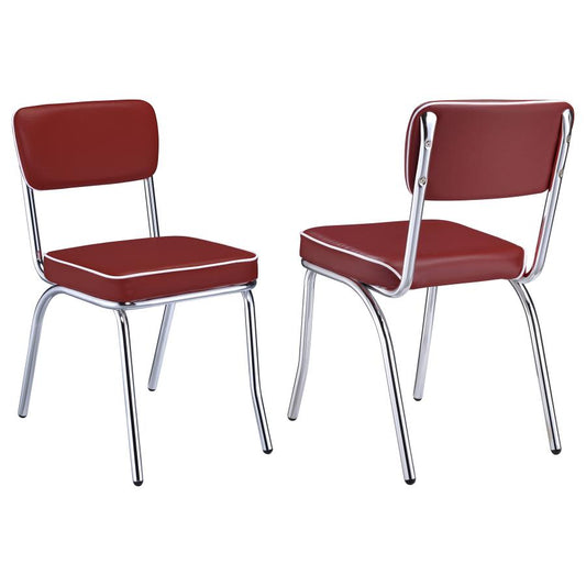 Retro Upholstered Dining Side Chair - Red (Set of 2)