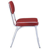 Retro Upholstered Dining Side Chair - Red (Set of 2)