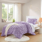 Bowtie Lightweight Puffy Floral Comforter Set, Purple